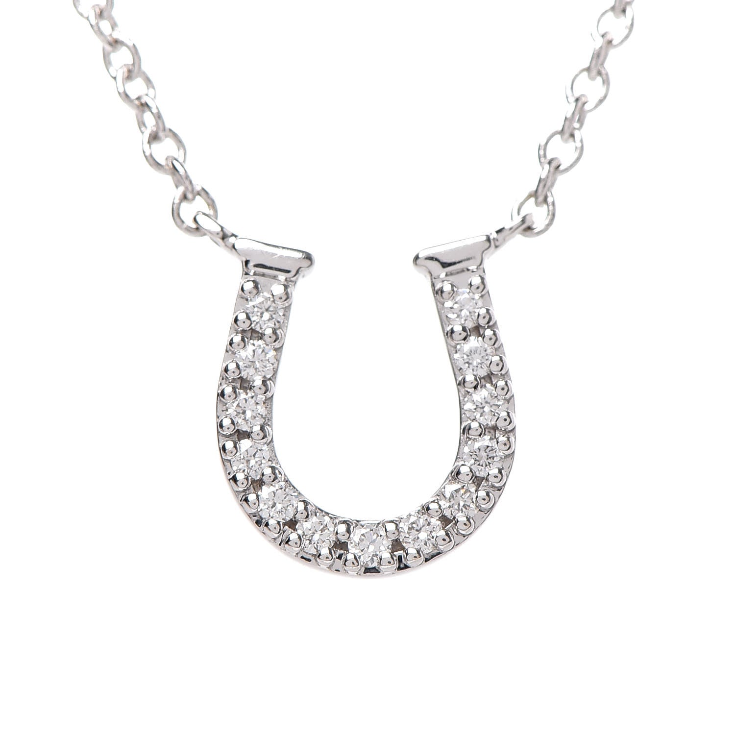 Tiffany 18K White Gold Diamond Mini Metro Horseshoe Pendant Necklace 4 of 8