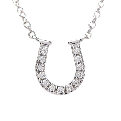 Tiffany 18K White Gold Diamond Mini Metro Horseshoe Pendant Necklace 4 of 8