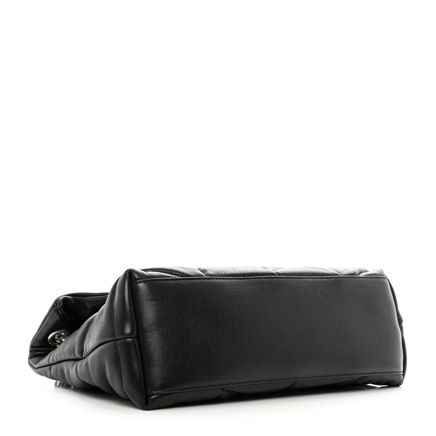 Lambskin Quilted Small Loulou Puffer Monogram Chain Satchel Black