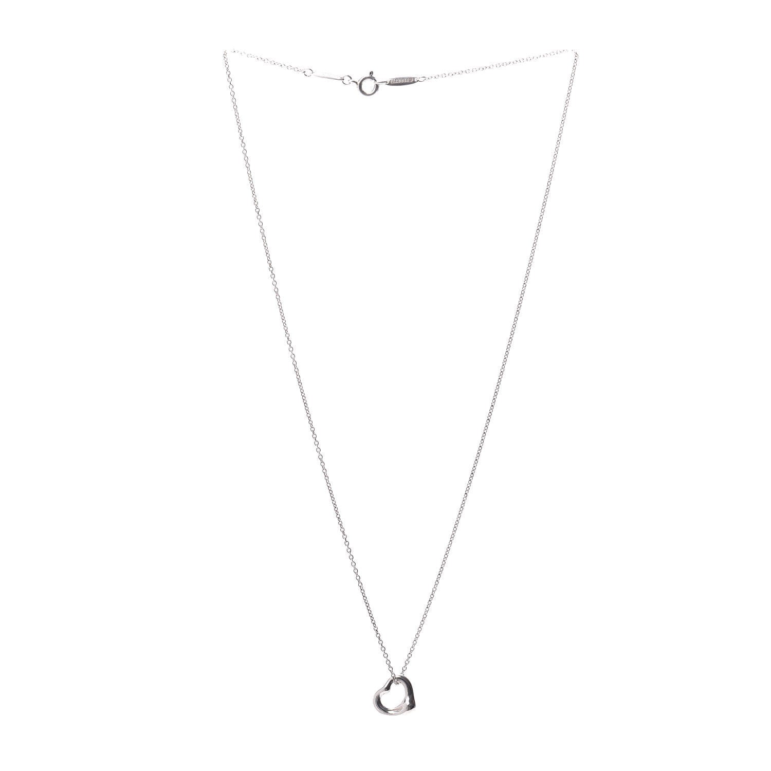 Tiffany Sterling Silver 11mm Elsa Peretti Open Heart Pendant Necklace 3 of 4