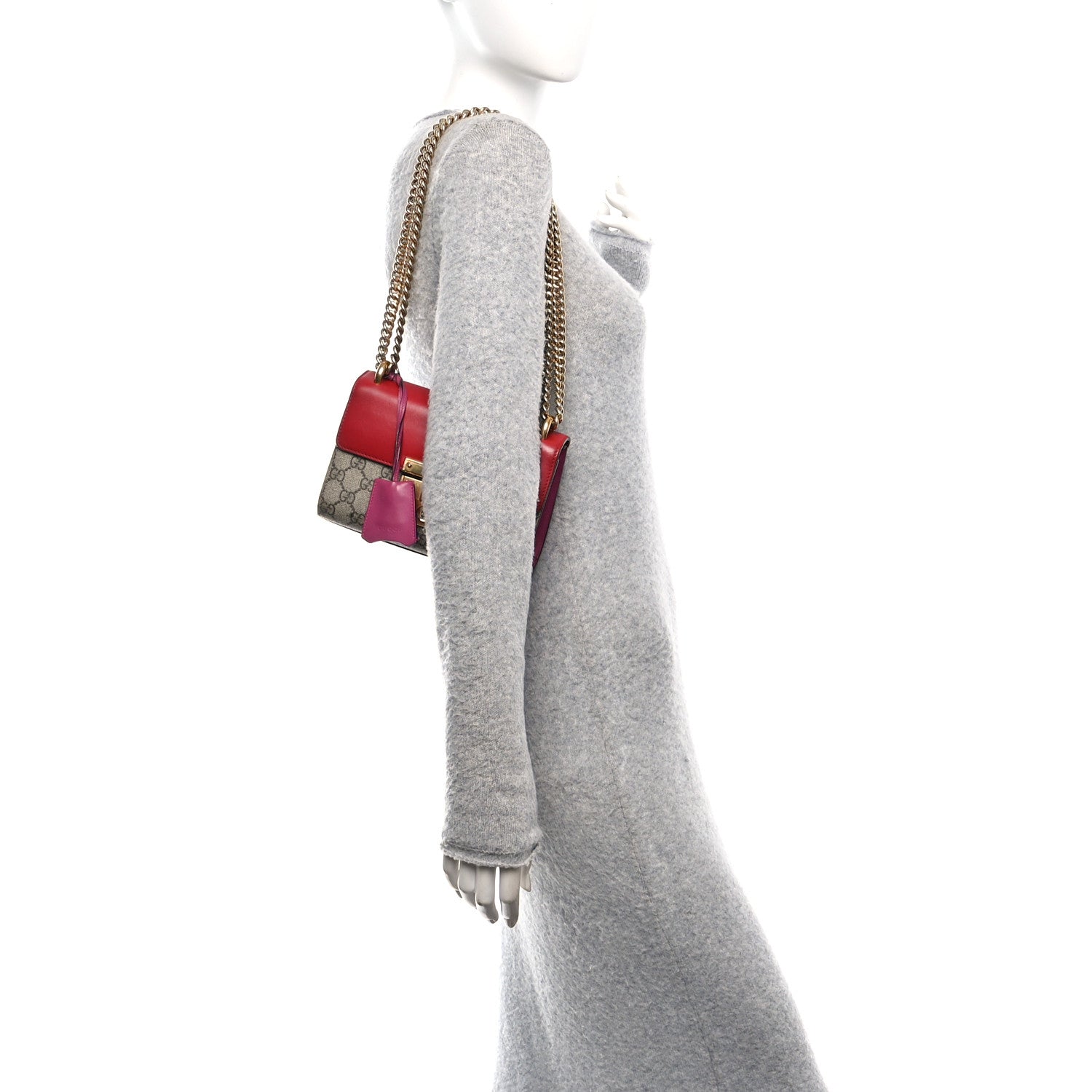 Gucci GG Supreme Monogram Calfskin Small Padlock Shoulder Bag Beige Hibiscus Red New Rosette 2 of 10