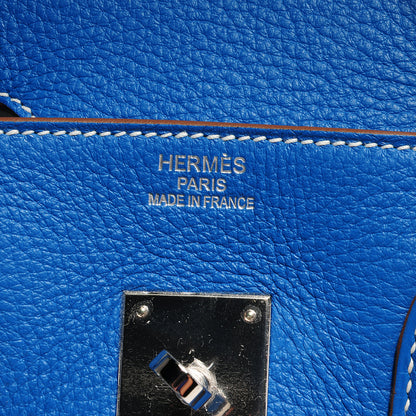 Hermes Taurillon Clemence Bi-Color Birkin 35 Mykonos White 10 of 11