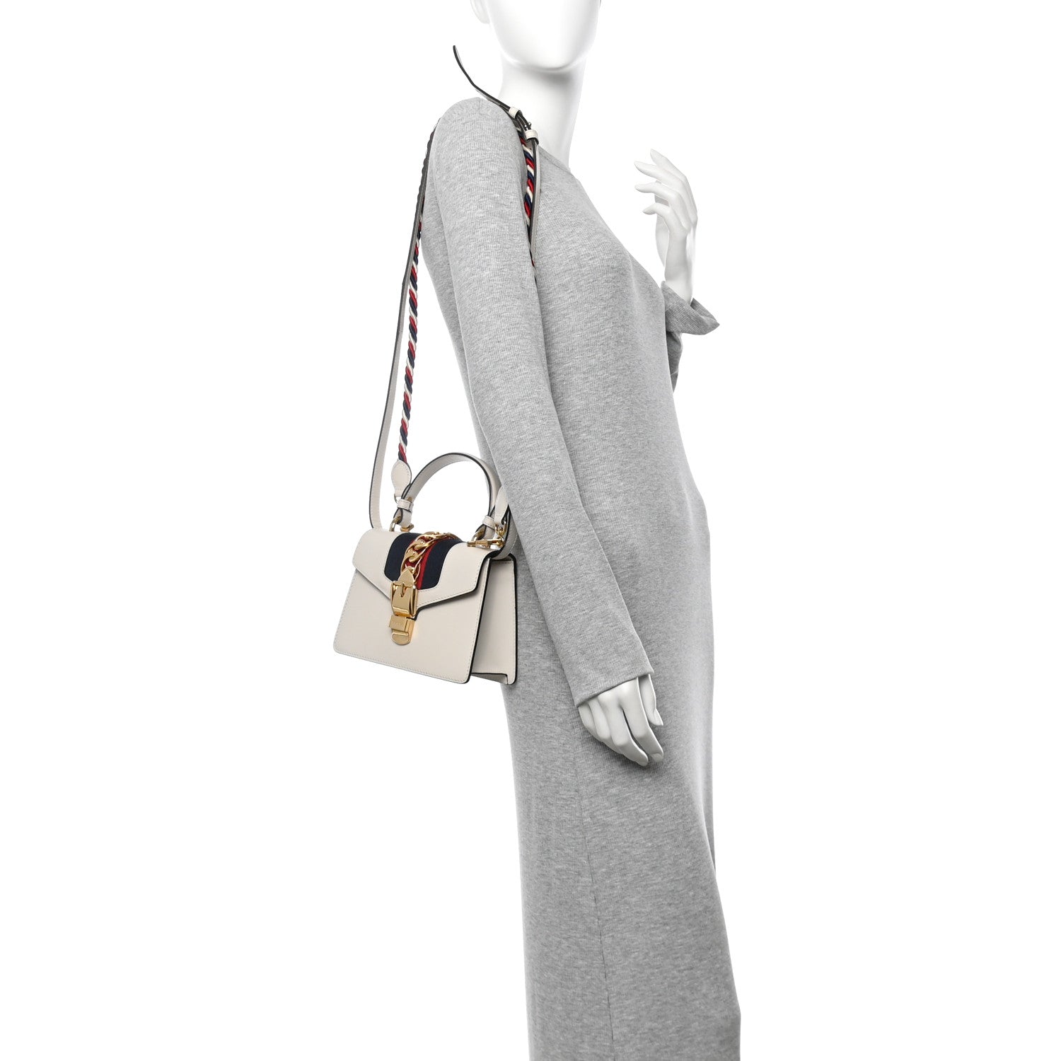 Gucci Calfskin Mini Sylvie Top Handle Bag White 2 of 10