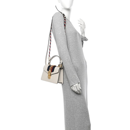 Gucci Calfskin Mini Sylvie Top Handle Bag White 2 of 10