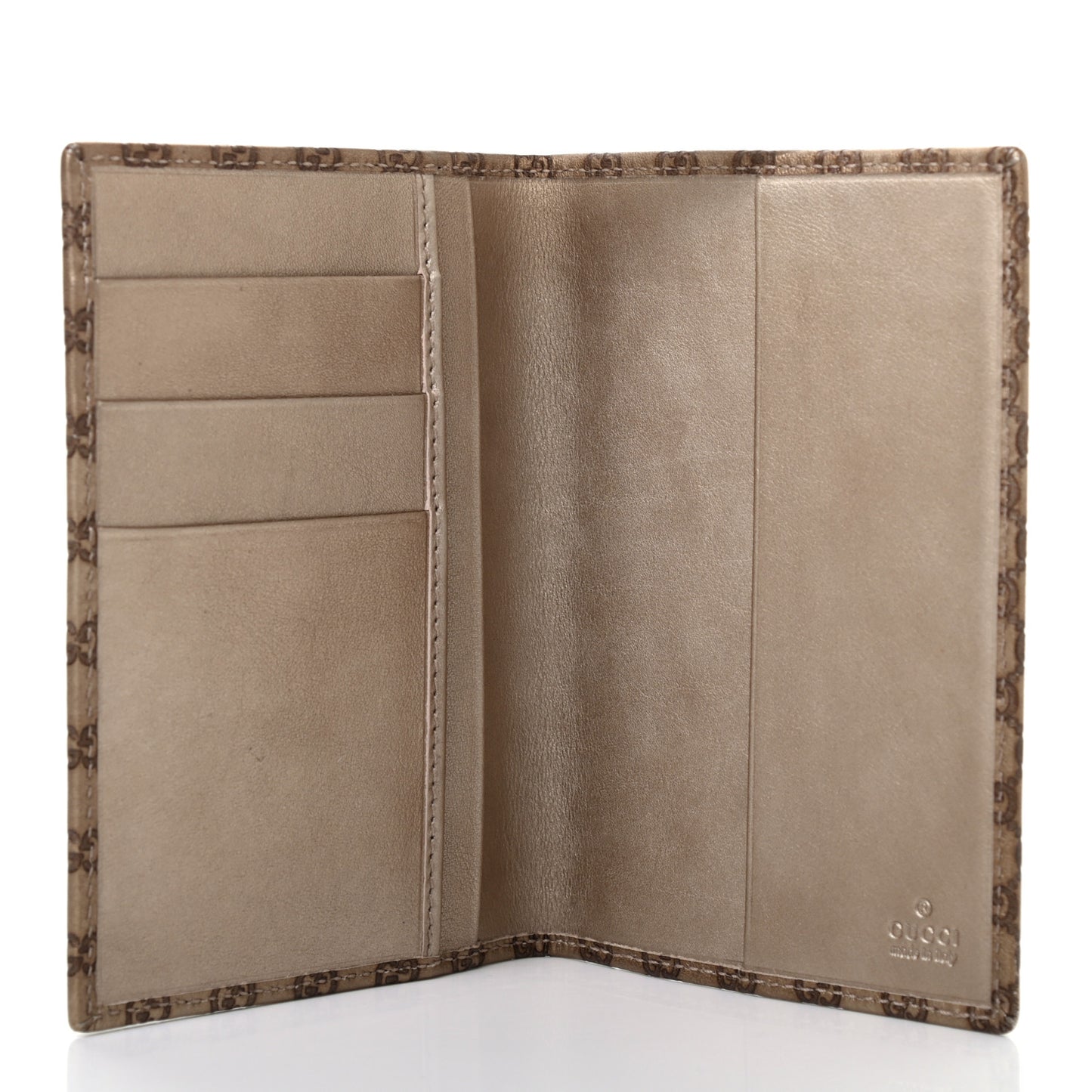 Metallic Guccissima Signature Passport Case Gold
