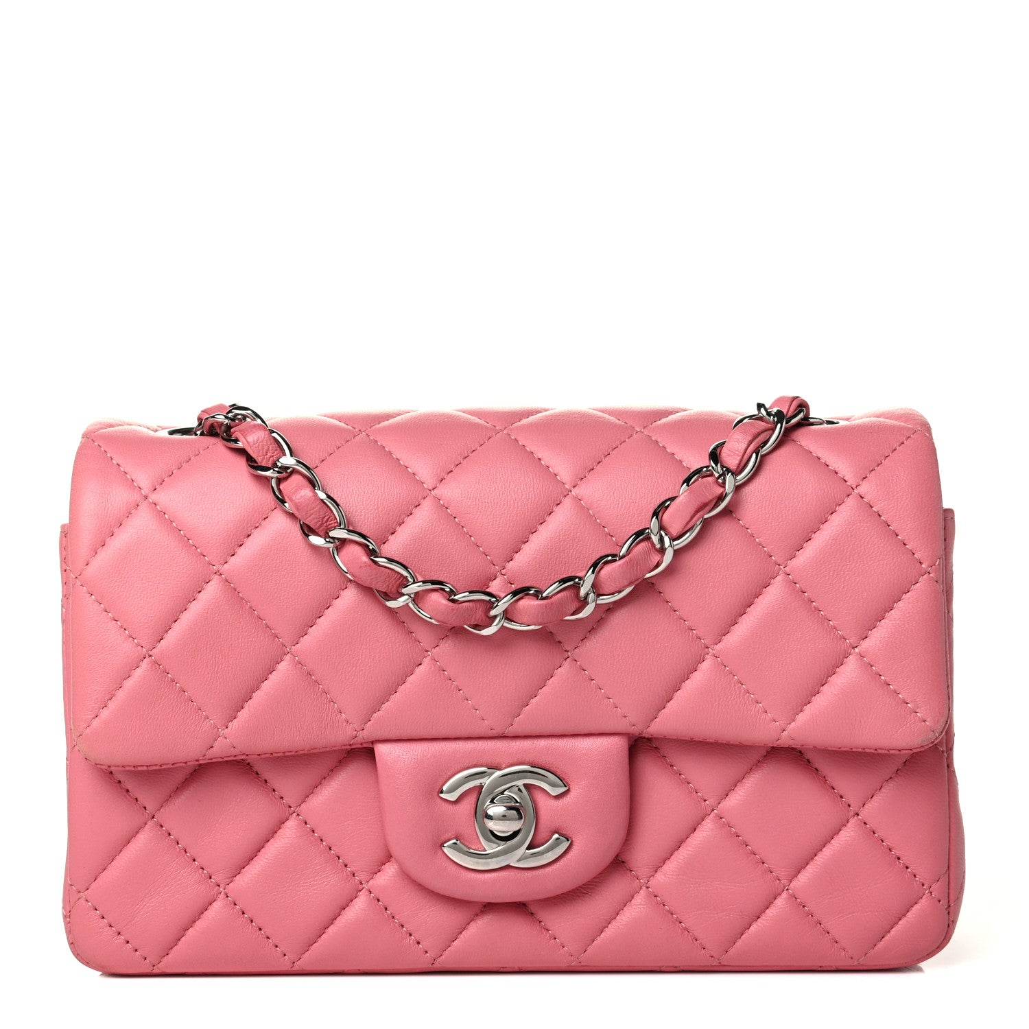 Chanel Lambskin Quilted Mini Rectangular Flap Pink 1 of 7