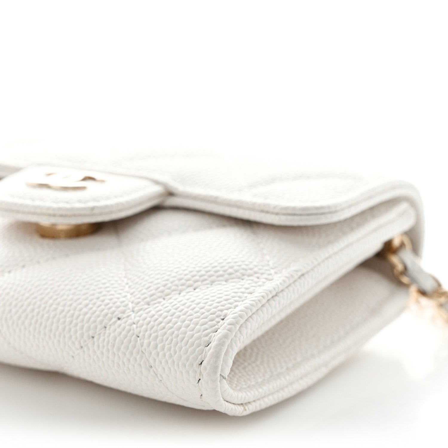 Chanel Caviar Quilted Flap Card Holder On Chain White 10 of 10