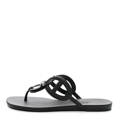 Hermes Rubber Womens Egerie Sandals 37 Black 1 of 9
