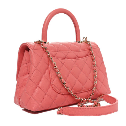 Chanel Caviar Quilted Mini Coco Handle Flap Coral 3 of 11