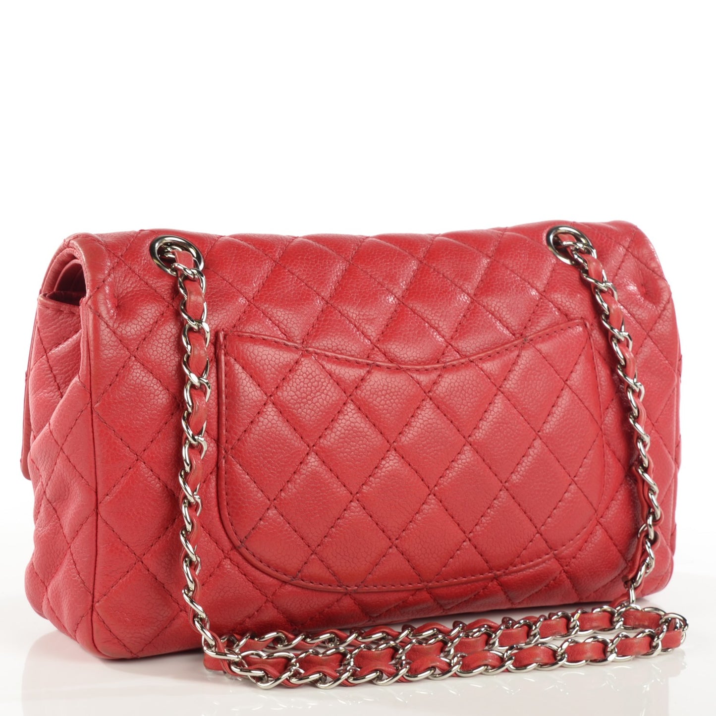 Soft Caviar Quilted Medium Double Flap Dark Pink