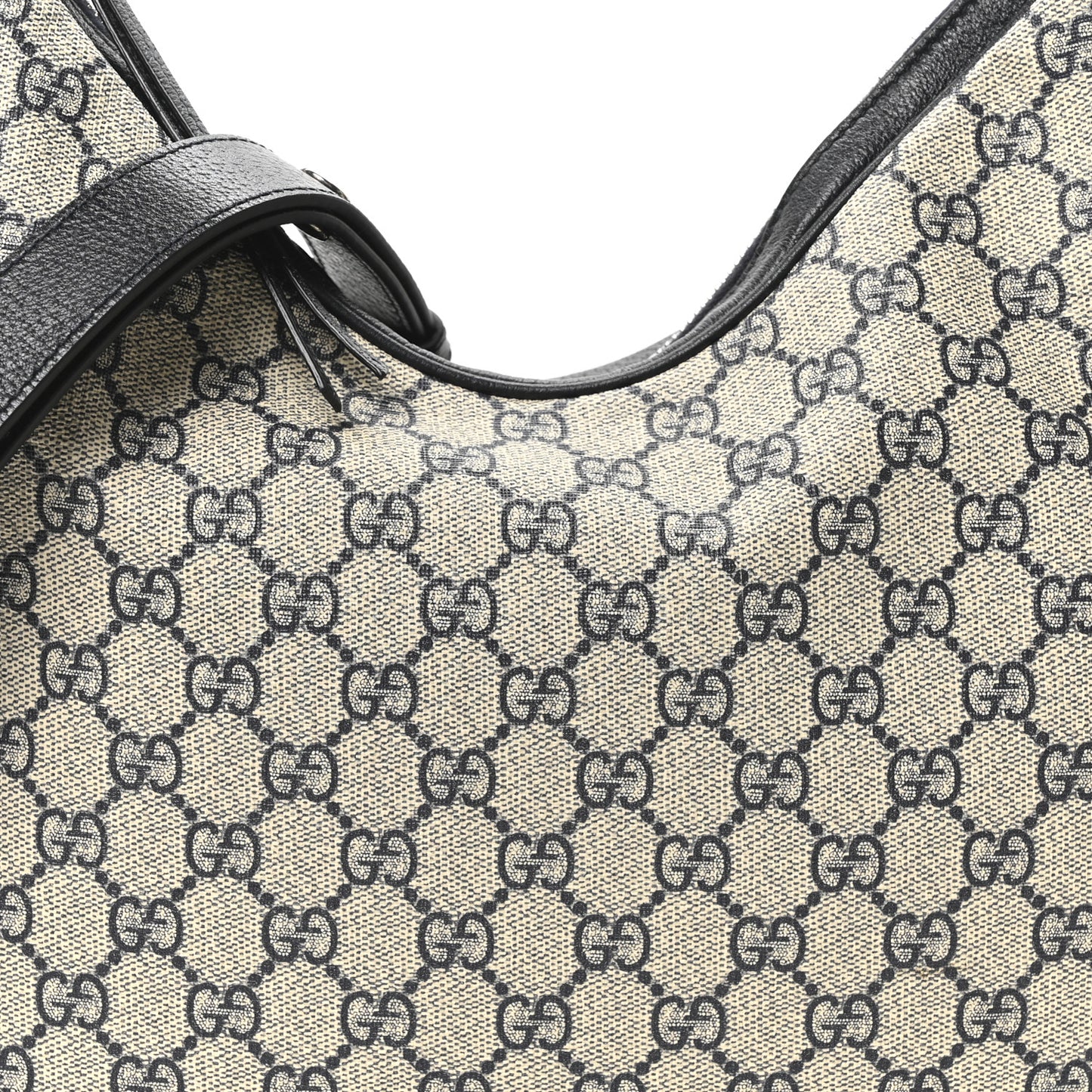 GG Supreme Monogram Textured Calfskin Web Large Attache Shoulder Bag Beige Blue