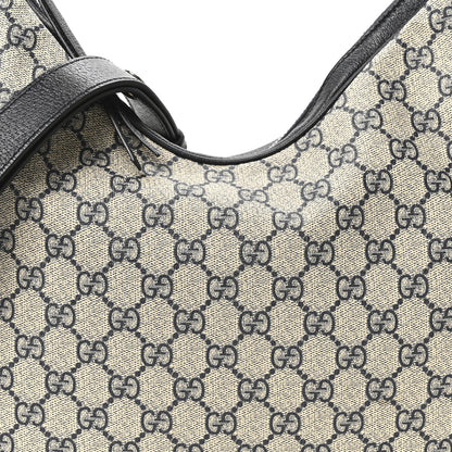 Gucci GG Supreme Monogram Textured Calfskin Web Large Attache Shoulder Bag Beige Blue 8 of 10