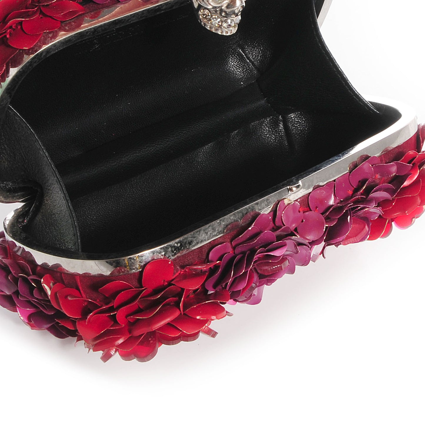 Metal Flower Box Swarovski Crystal Petal Skull Clutch