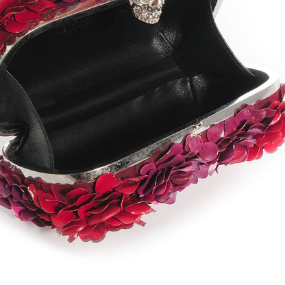 Alexander McQueen Metal Flower Box Swarovski Crystal Petal Skull Clutch 5 of 8