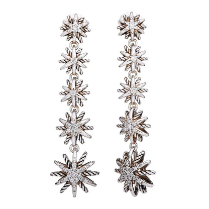 David Yurman Sterling Silver Pave Diamond Starburst Drop Earrings 1 of 4