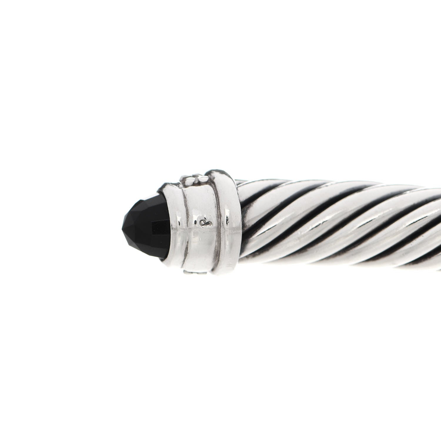 David Yurman Sterling Silver Diamond Black Onyx 5mm Cable Classics Bracelet 3 of 4