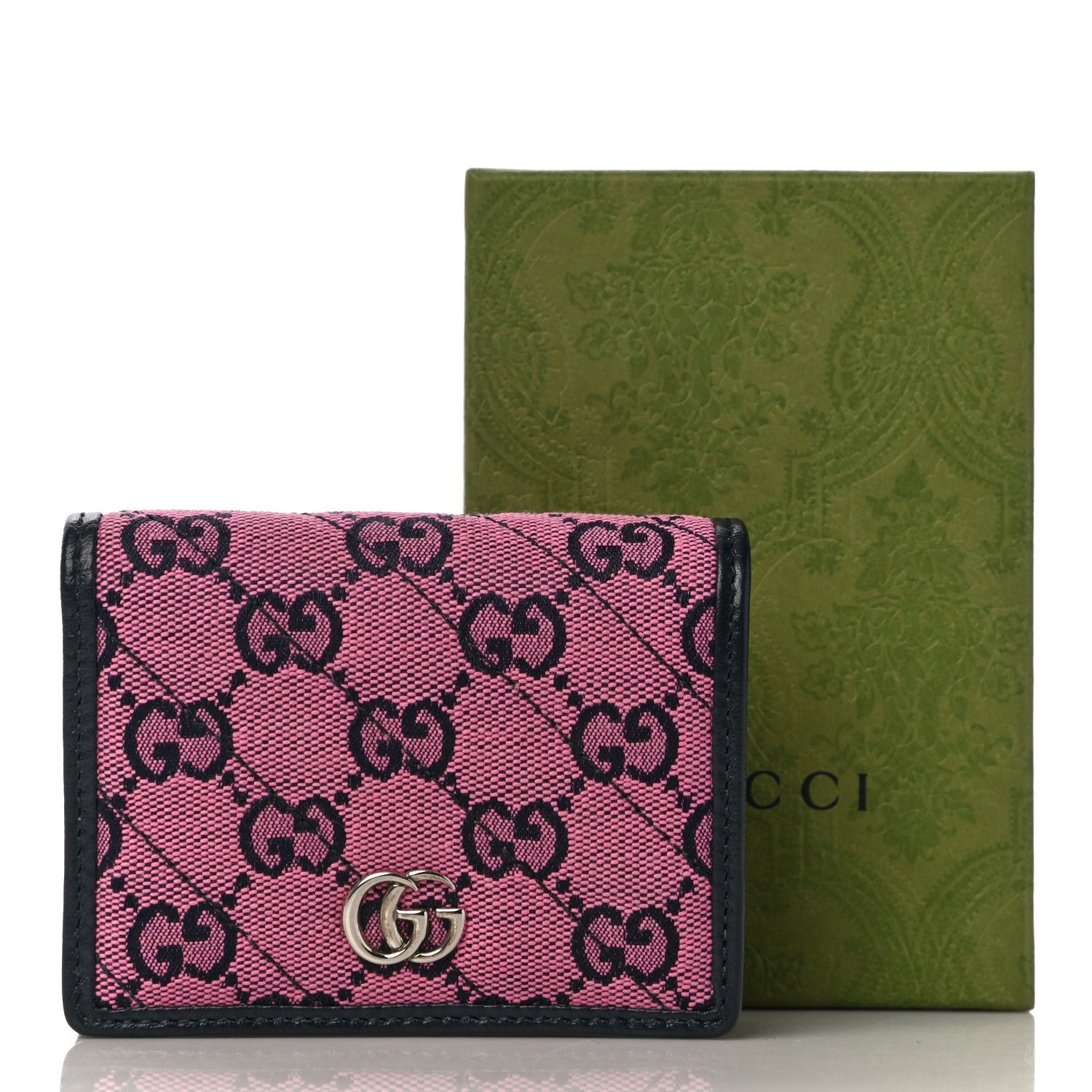 Gucci Monogram Multicolor Matelasse Diagonal GG Marmont Card Case Wallet Pink Blue 10 of 10