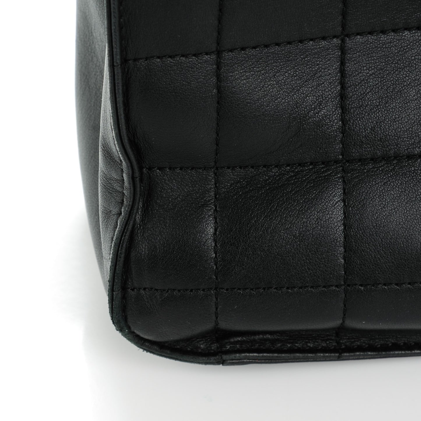 Lambskin Square Stitched Tote Black