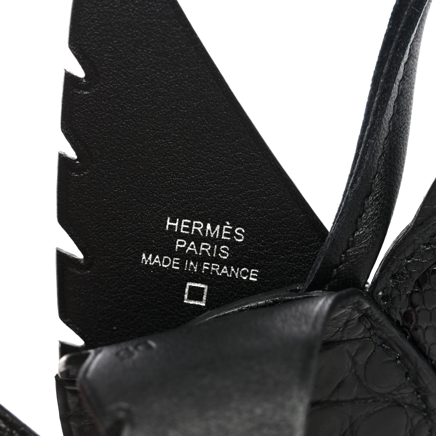 Hermes Epsom Chevre Mysore Swift Alligator Lizard Birdy Bag Charm Black 3 of 5