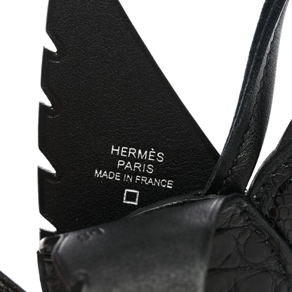 Hermes Epsom Chevre Mysore Swift Alligator Lizard Birdy Bag Charm Black 3 of 5
