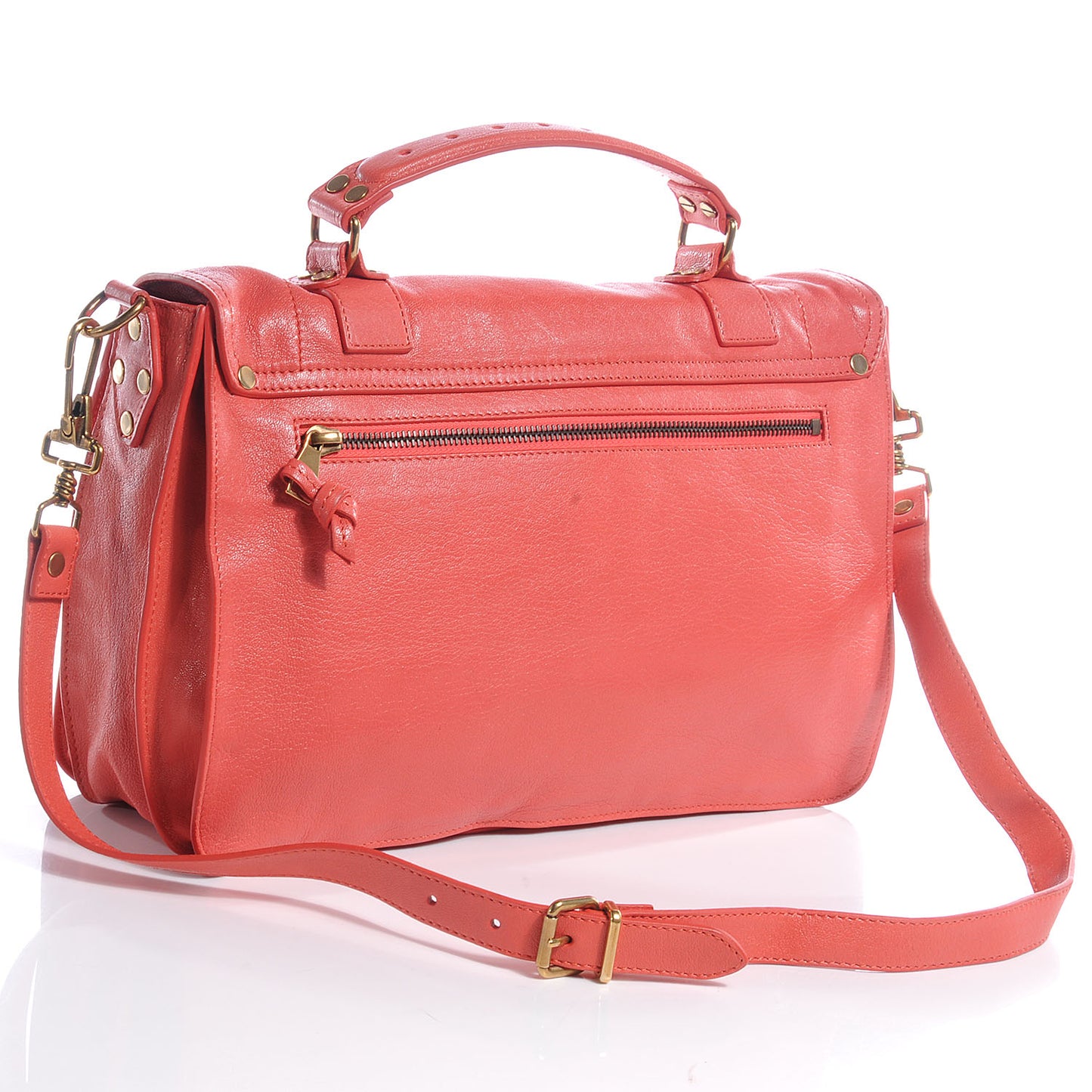 Lambskin PS1 Medium Satchel Deep Coral