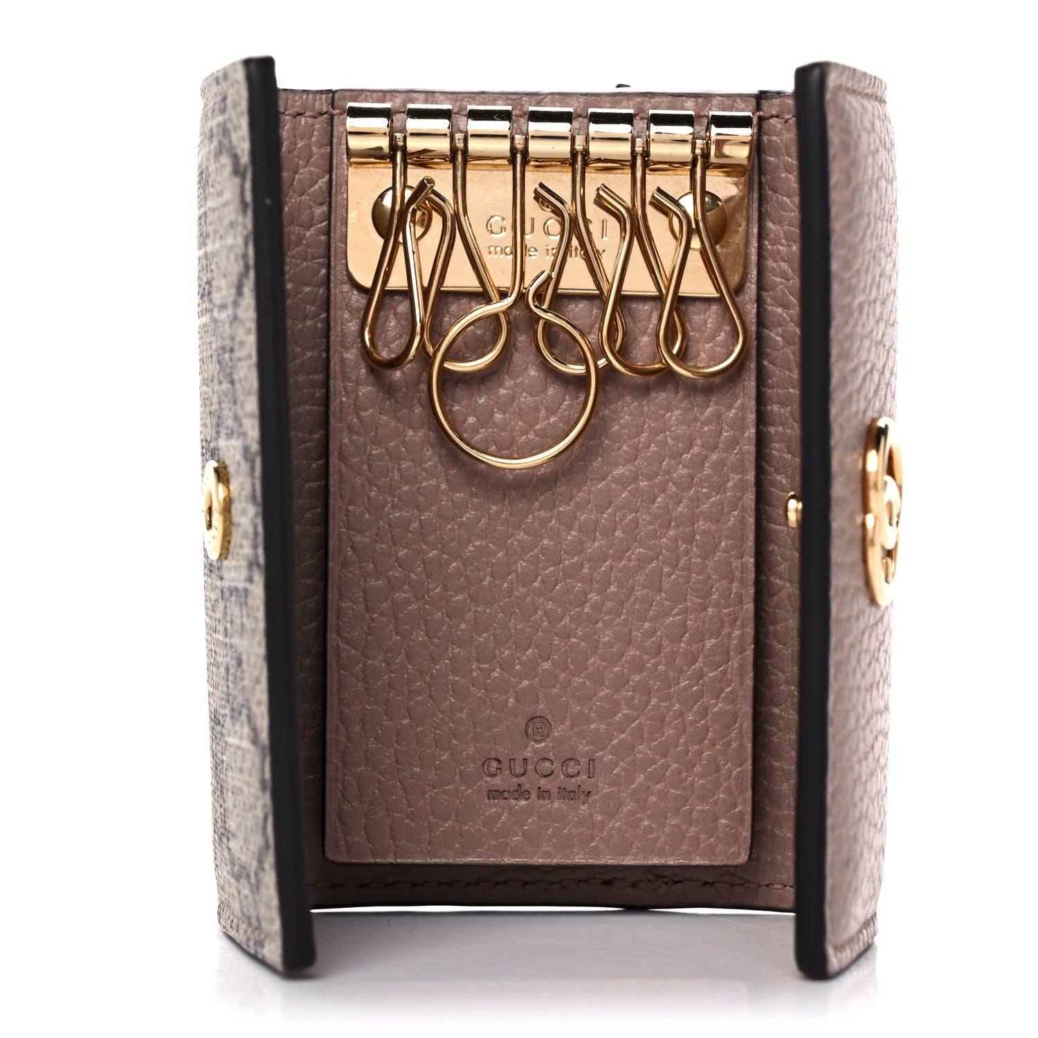 Gucci Dollar Calfskin GG Supreme Monogram GG Marmont 6 Key Holder Case Porcelain Rose Beige Ebony 5 of 9