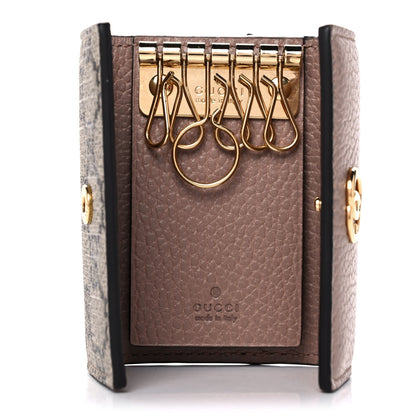 Gucci Dollar Calfskin GG Supreme Monogram GG Marmont 6 Key Holder Case Porcelain Rose Beige Ebony 5 of 9