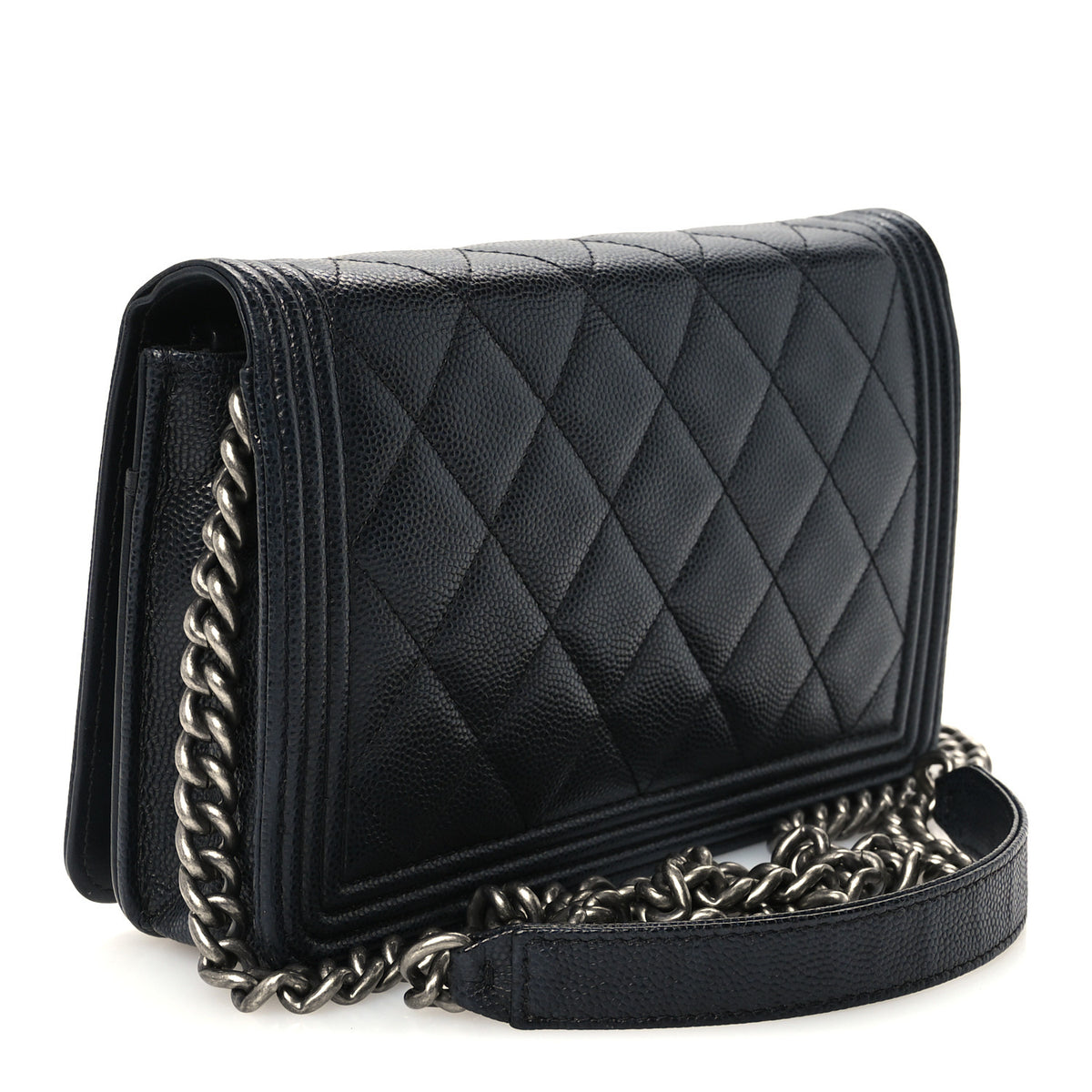 Caviar Quilted Boy Wallet On Chain WOC Black