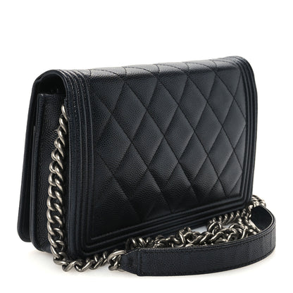 Chanel Caviar Quilted Boy Wallet On Chain WOC Black 3 of 11