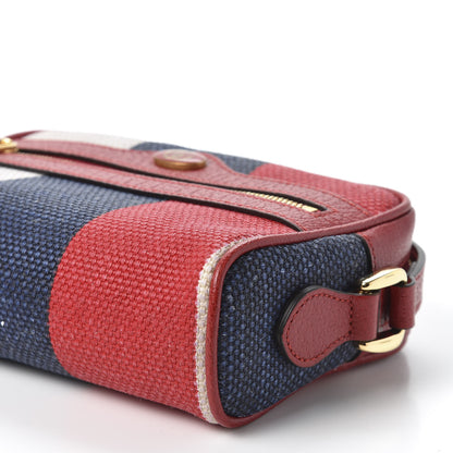 Gucci Canvas Sylvie Stripe Mini Ophidia Camera Bag Mystic White Hibiscus Red Maritime 8 of 9