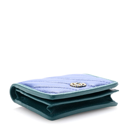 Gucci Azalea Calfskin Enamel Matelasse Diagonal Torchon GG Marmont Card Case Imperial Blue Pavone 4 of 6
