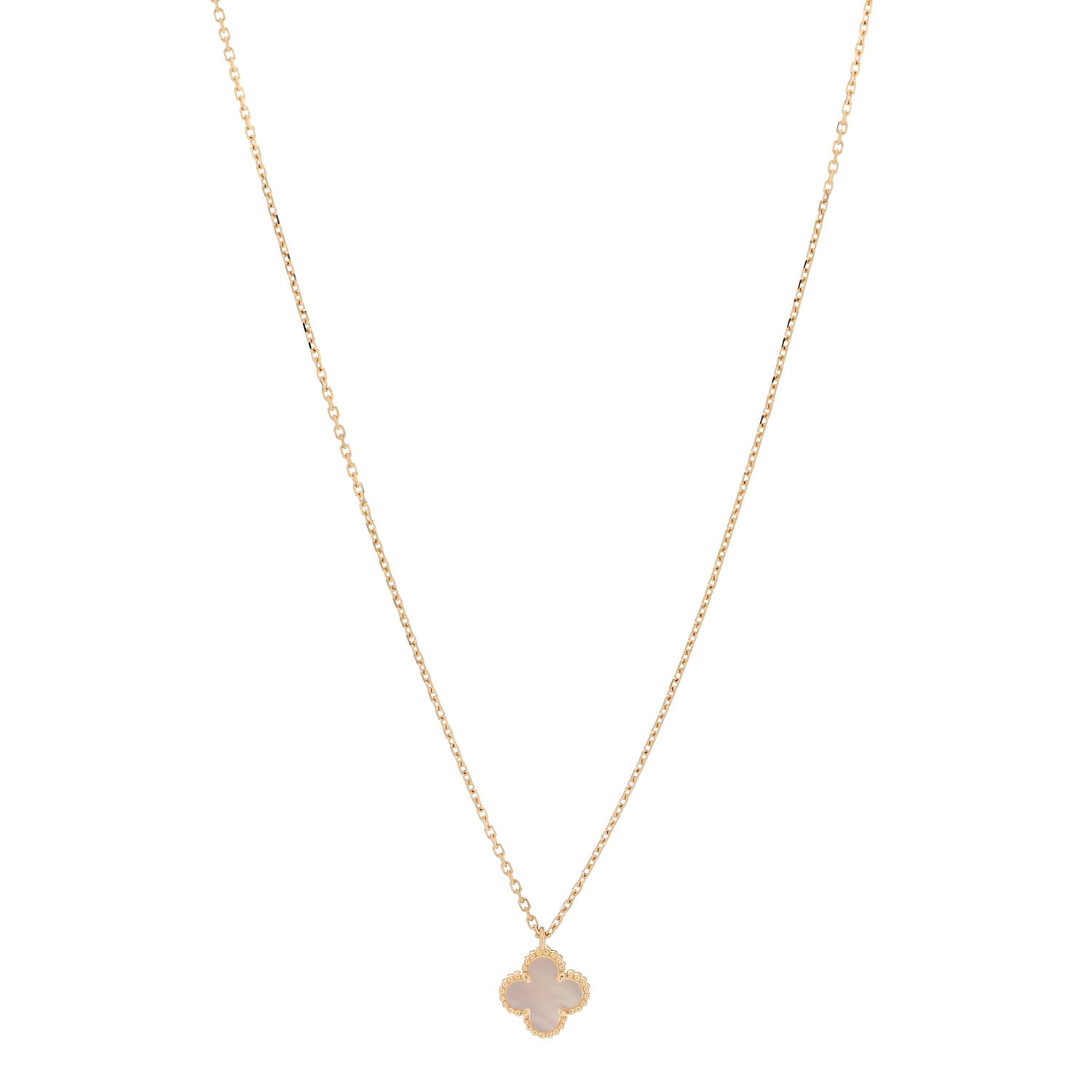 Van Cleef & Arpels 18K Yellow Gold Mother of Pearl Sweet Alhambra Pendant Necklace 1 of 6