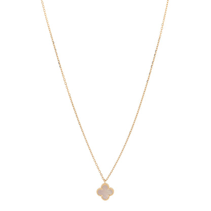 Van Cleef & Arpels 18K Yellow Gold Mother of Pearl Sweet Alhambra Pendant Necklace 1 of 6