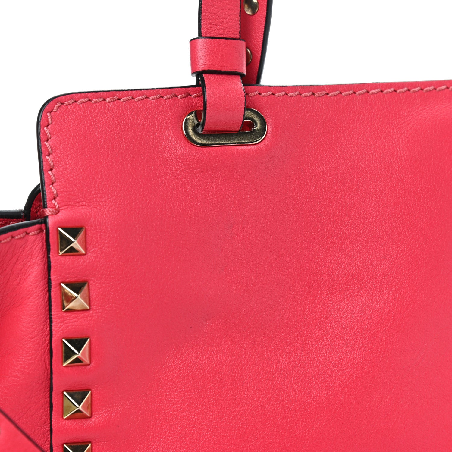 Valentino Garavani Vitello Small Rockstud Tote Raspberry 10 of 12