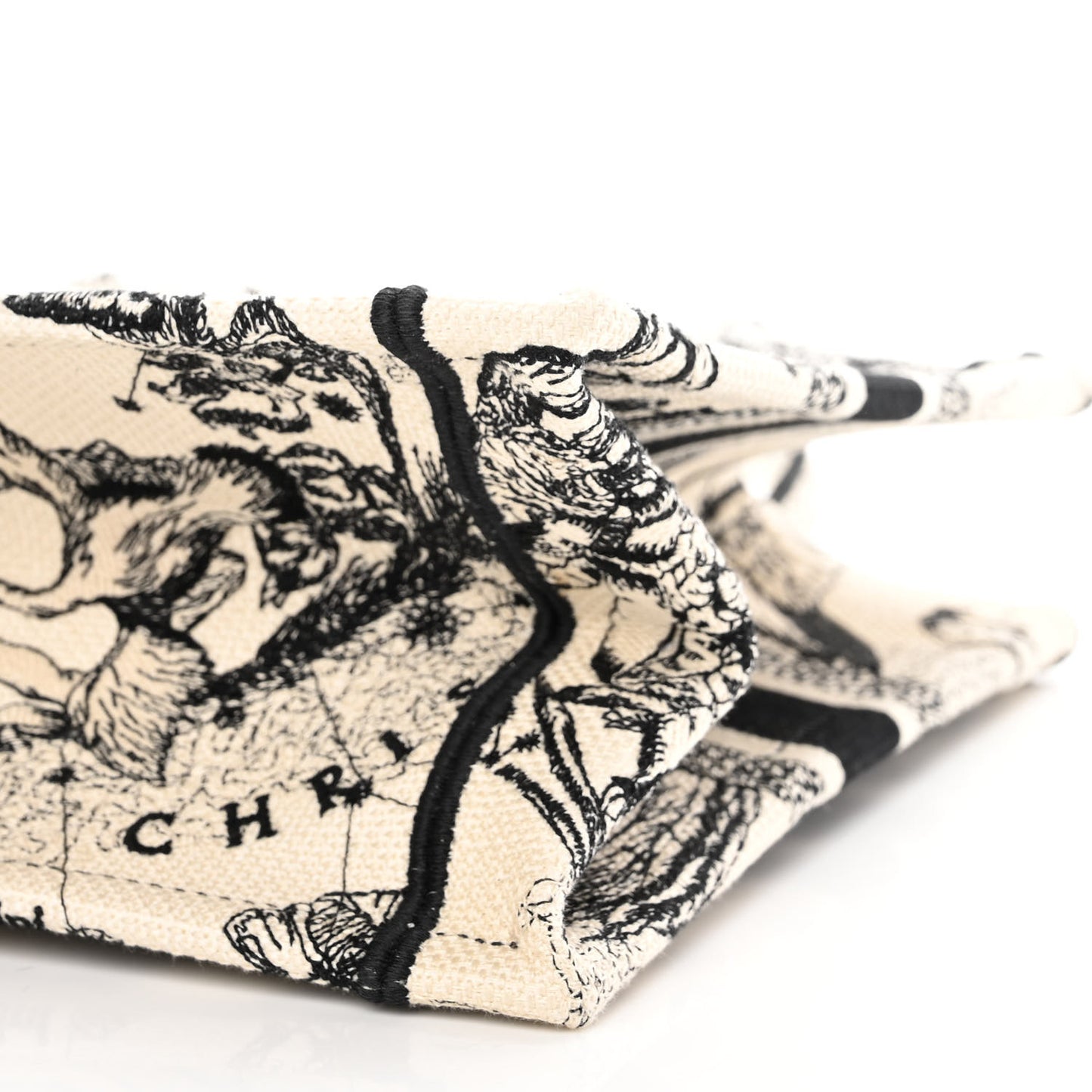 Canvas Embroidered Small Zodiac Toile De Jouy Book Tote Latte
