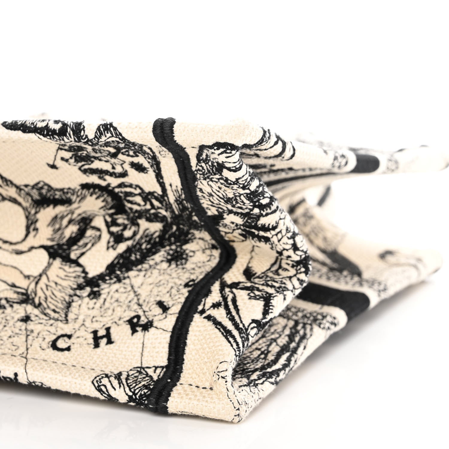 Christian Dior Canvas Embroidered Small Zodiac Toile De Jouy Book Tote Latte 10 of 11