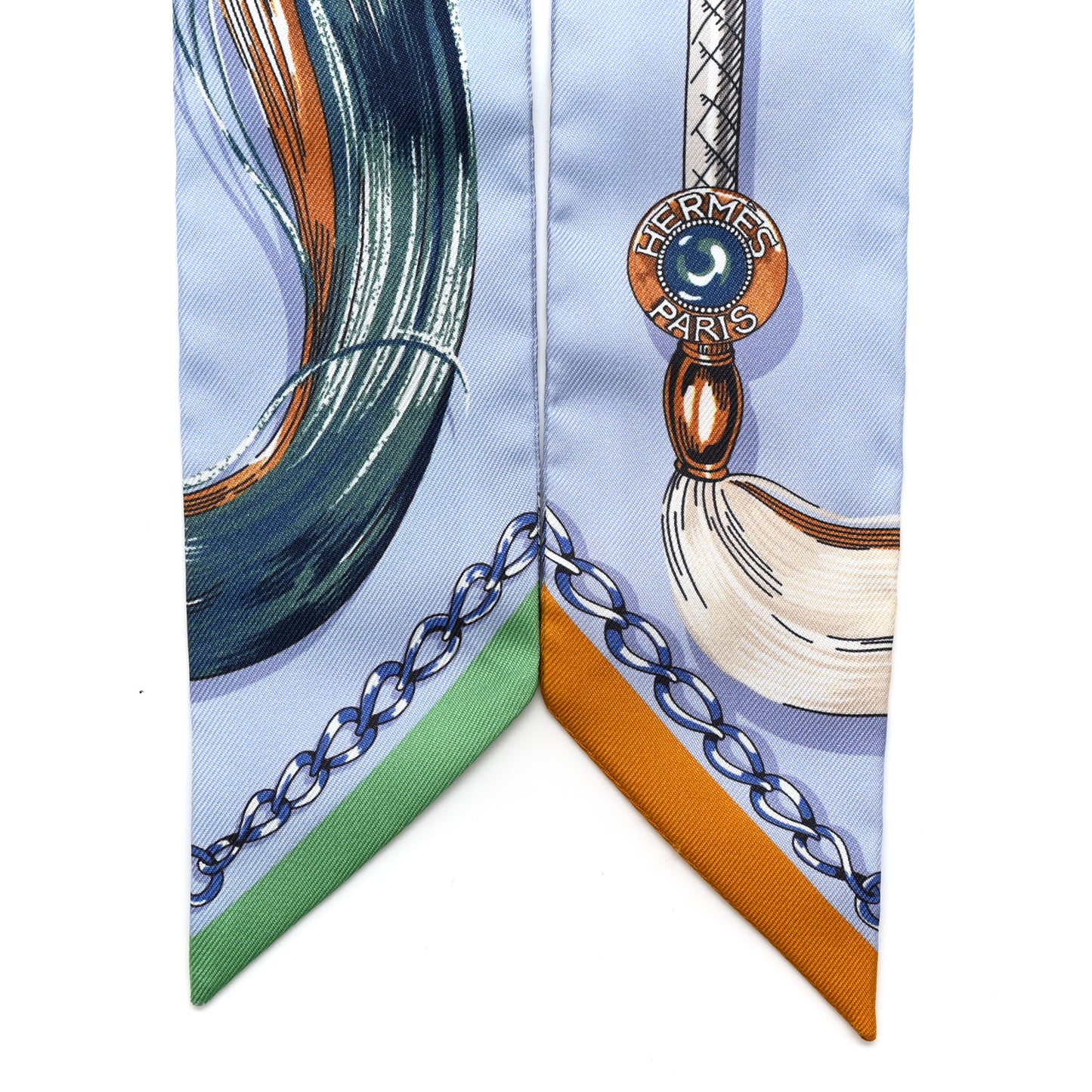 Silk Cavalcades Twilly Bleu Ciel Creme Vert