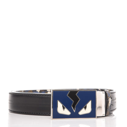 Fendi Coated Canvas Enamel Granite Monster Eyes Buckle Belt Black Multicolor 10 of 11