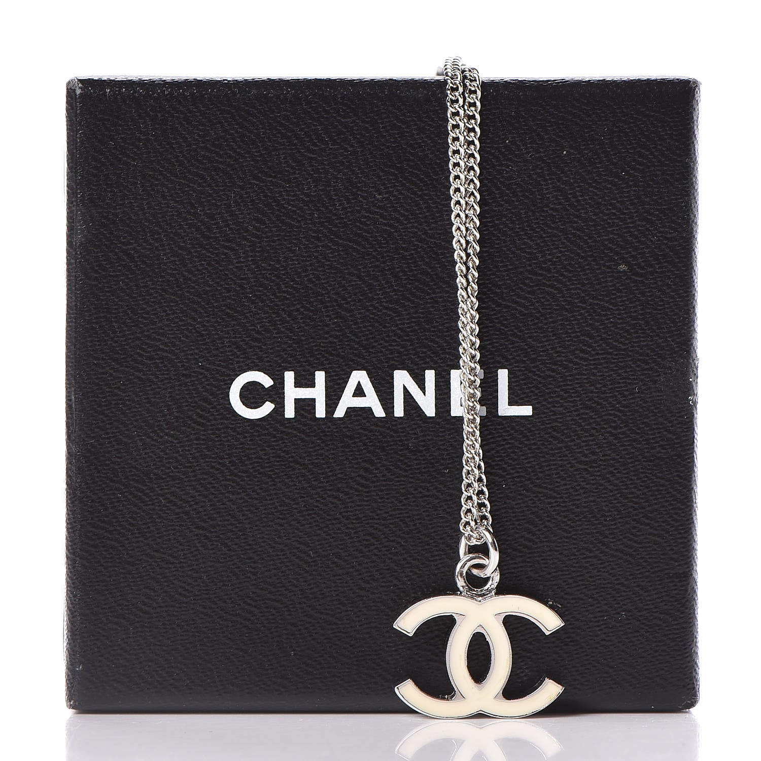 Chanel Enamel CC Necklace White Silver 8 of 8