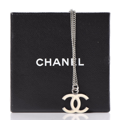 Chanel Enamel CC Necklace White Silver 8 of 8