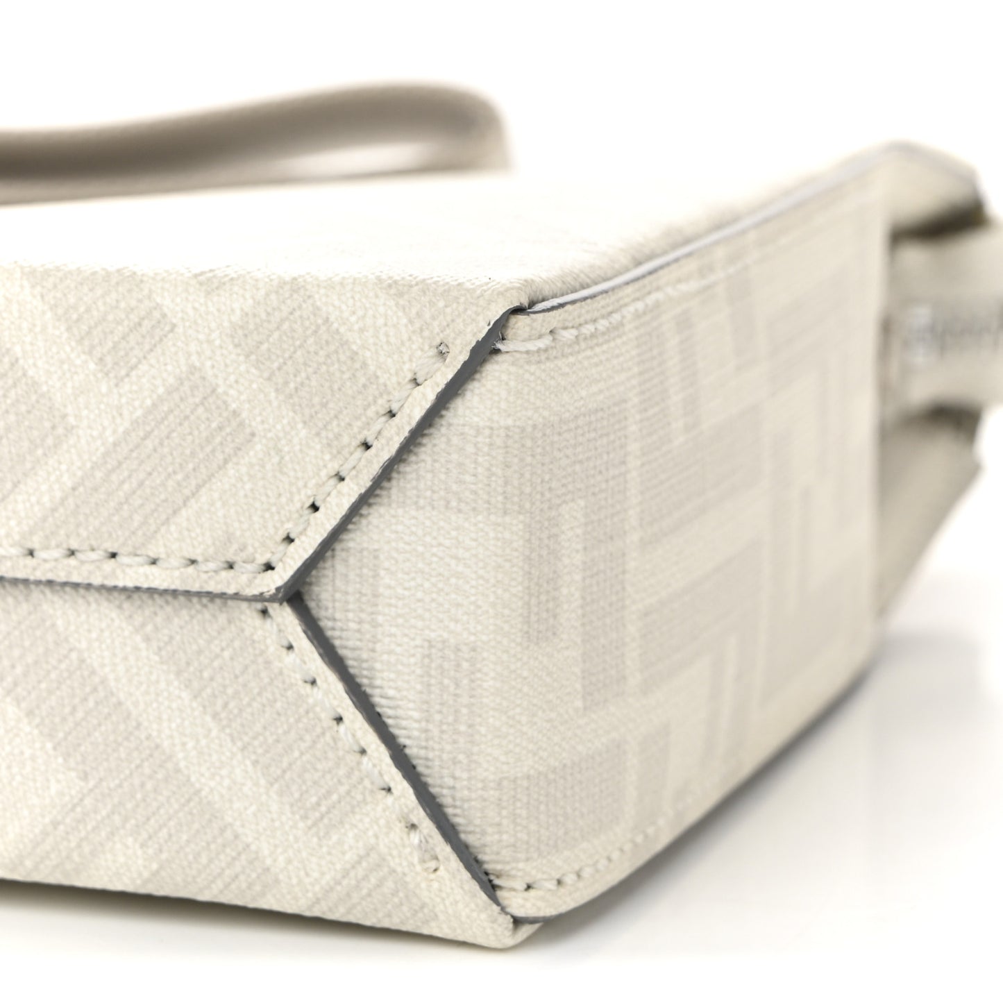 Shiny Glazed Fabric Vitello Cover FF 1974 Logo Clutch Pearl Gravel