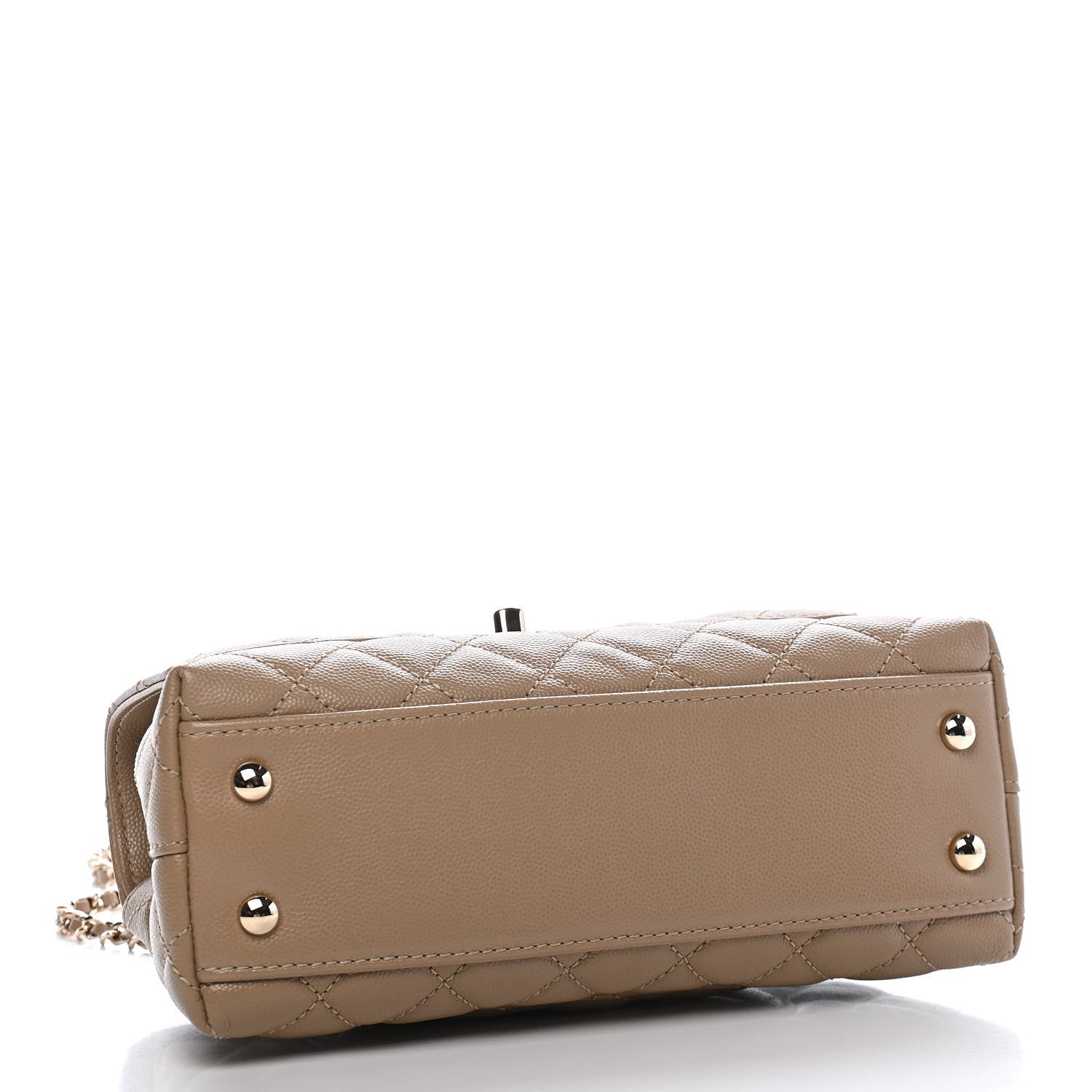 Chanel Caviar Lizard Embossed Quilted Mini Coco Handle Flap Dark Beige 3 of 8