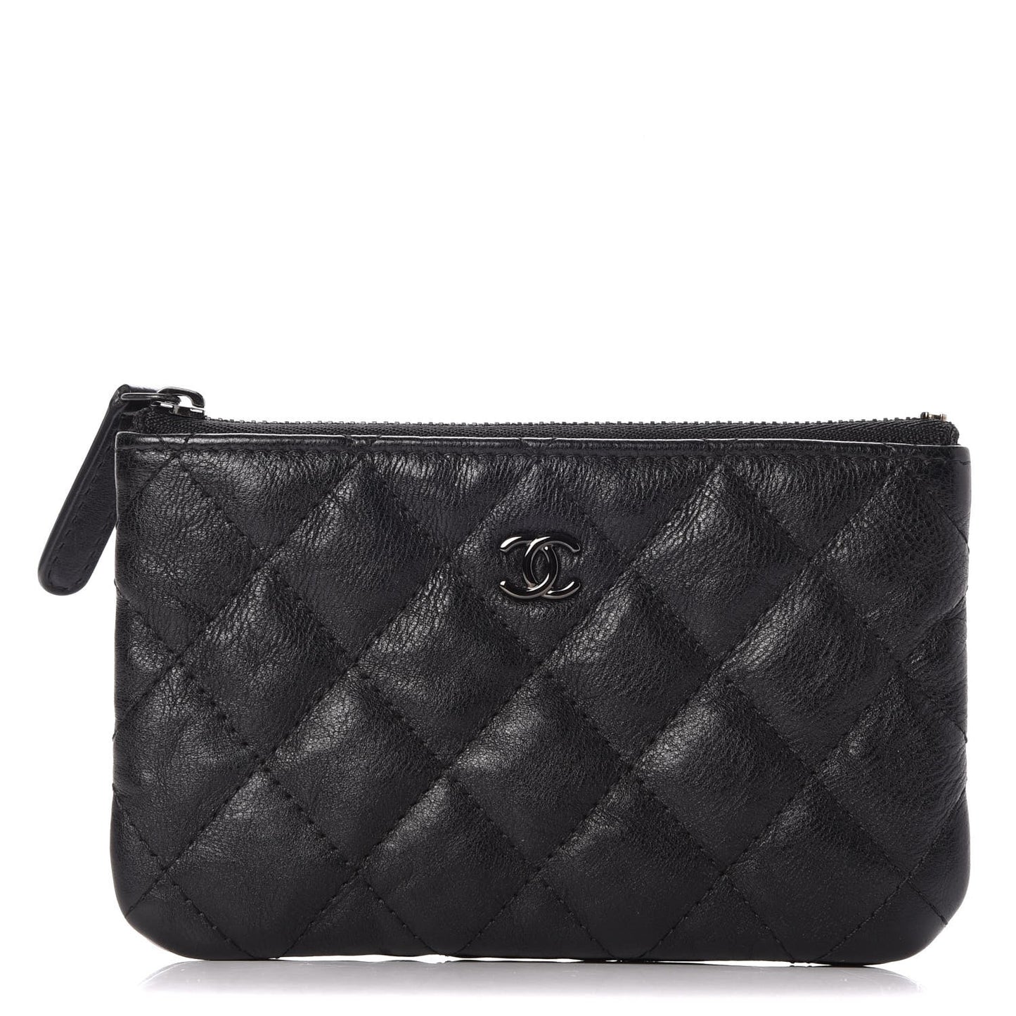 Crumpled Calfskin Quilted Small Cosmetic Case So Black