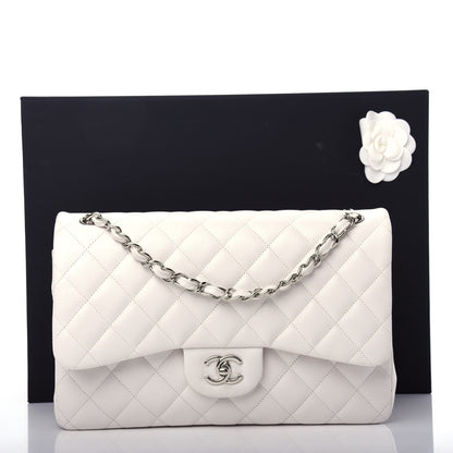 Chanel Caviar Quilted Jumbo Double Flap White 9 of 10
