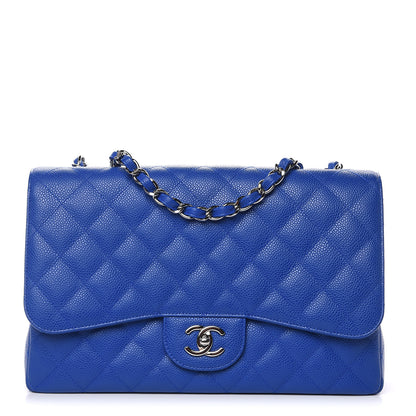 Chanel Caviar Quilted Jumbo Single Flap Blue 1 of 10