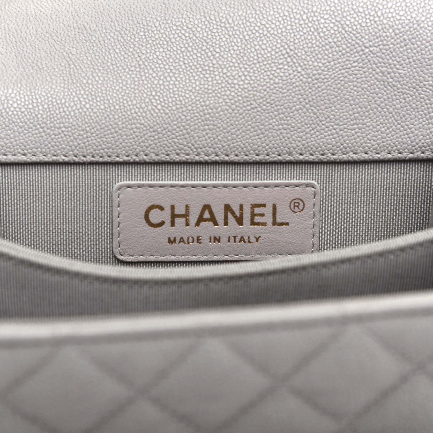 Chanel Caviar Quilted North South Boy Flap Light Grey 8 of 10