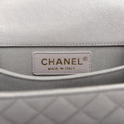 Chanel Caviar Quilted North South Boy Flap Light Grey 8 of 10