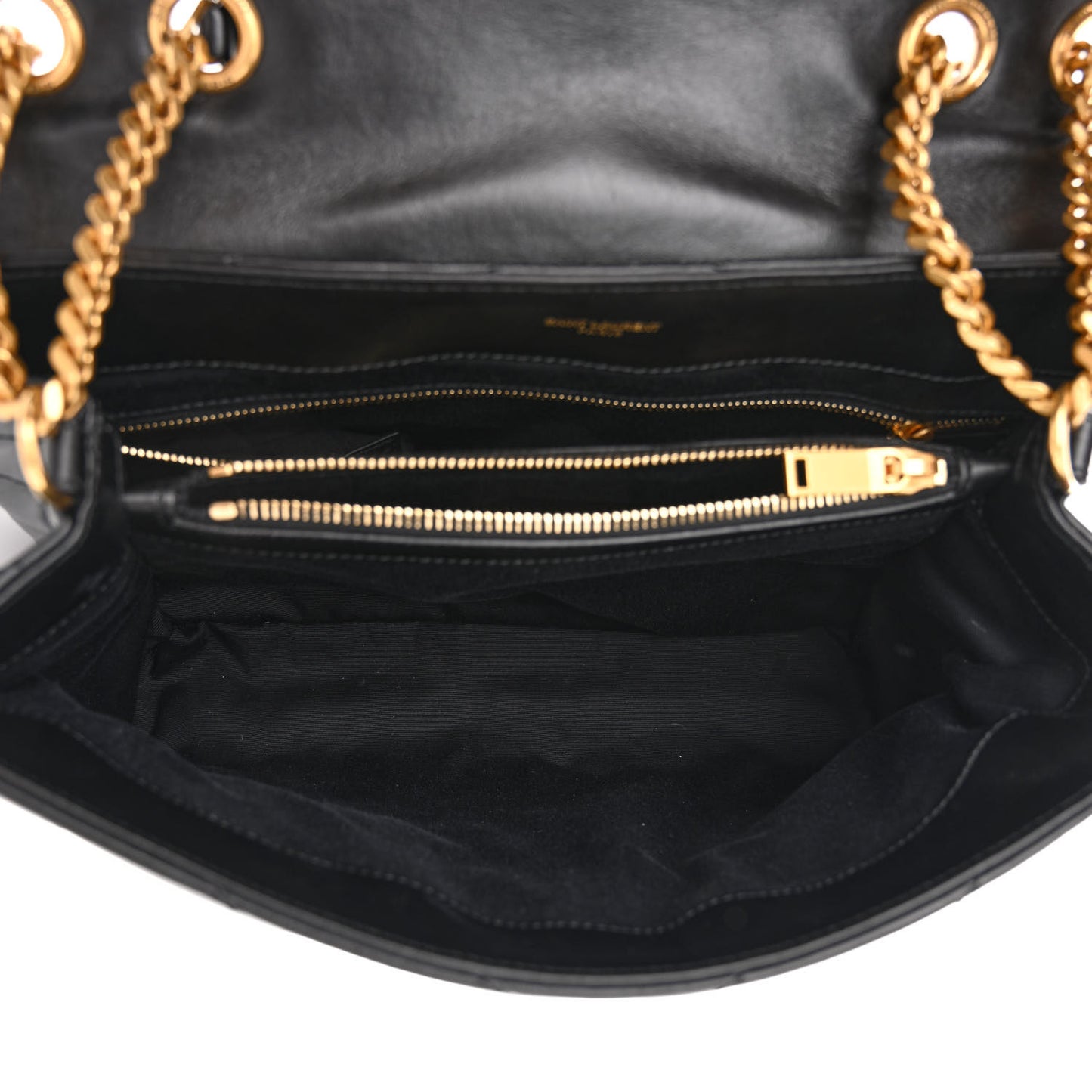 Calfskin Y Quilted Monogram Small Loulou Chain Satchel Black