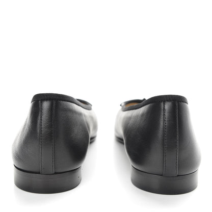 Chanel Lambskin Patent Cap Toe Ballerina Flats 38.5 Black 6 of 10