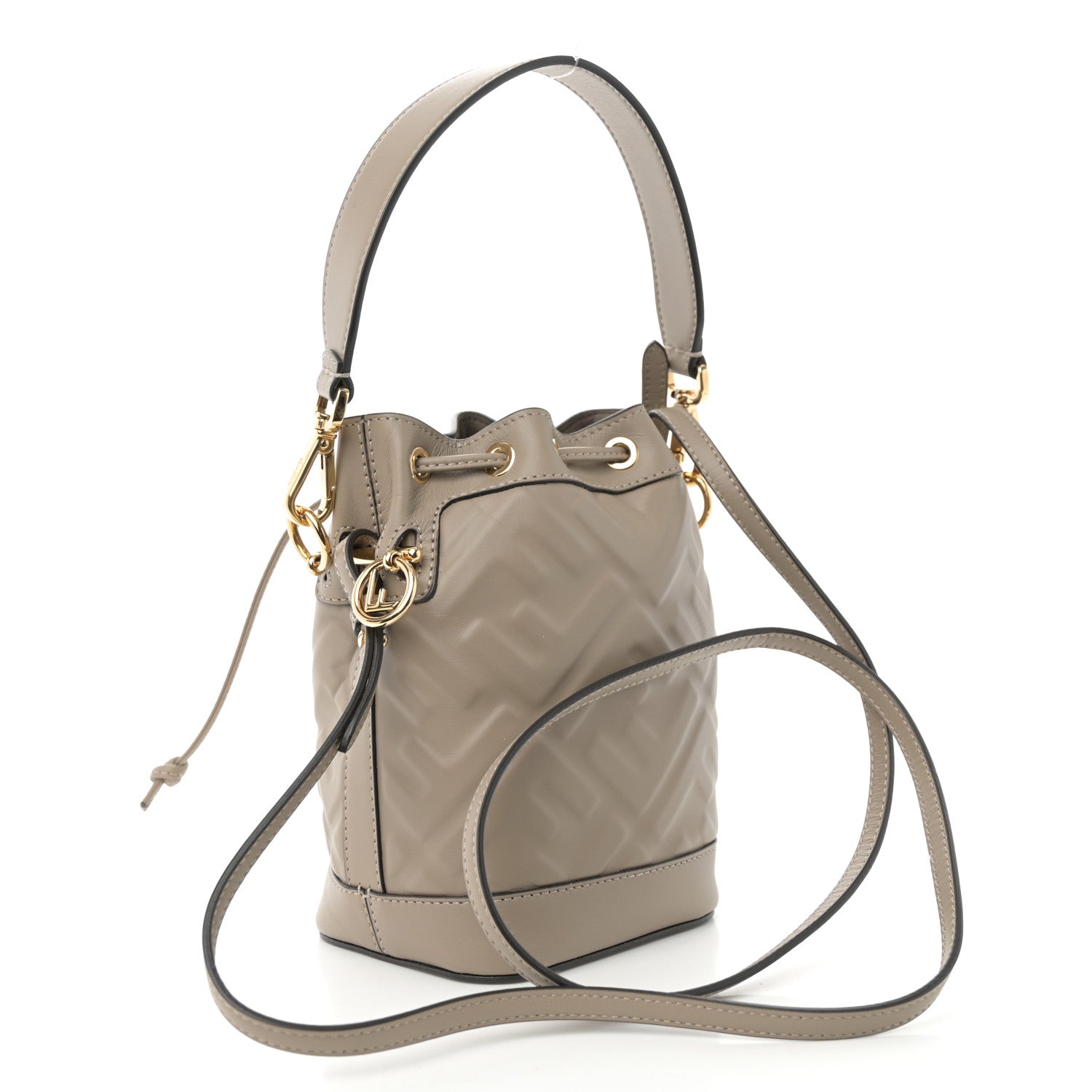 Fendi Vitello Liberty F is Fendi FF 1974 Embossed Mini Mon Tresor Bucket Bag Dove Grey 3 of 10